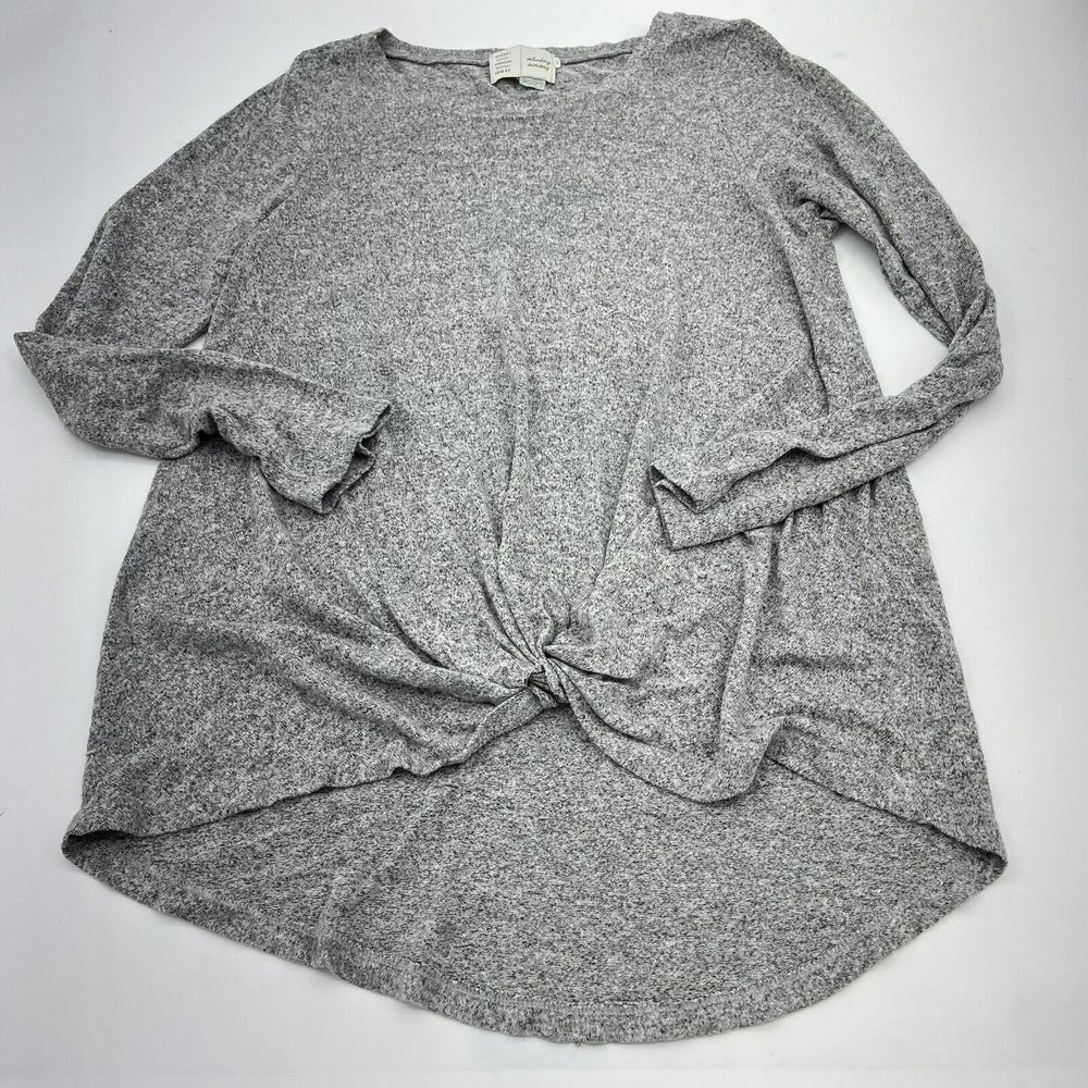 Saturday Sunday Gray Front Knot Long Sleeve Top Size Small